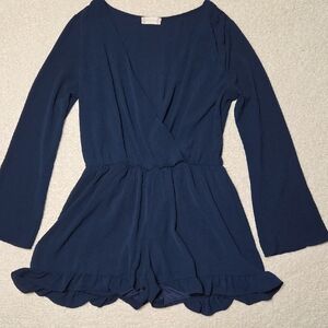 Altar'd State Deep Blue Long Sleeve Romper
